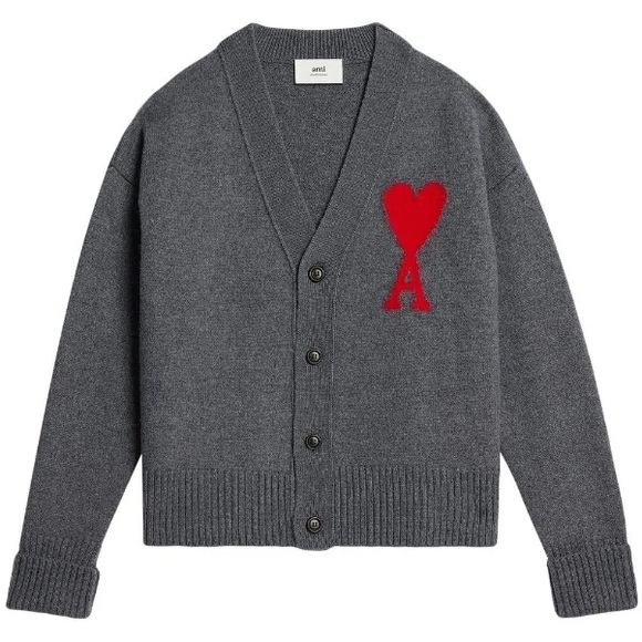 Ami Other - AMI Paris logo-intarsia Wool Logo Graphic Cardigan